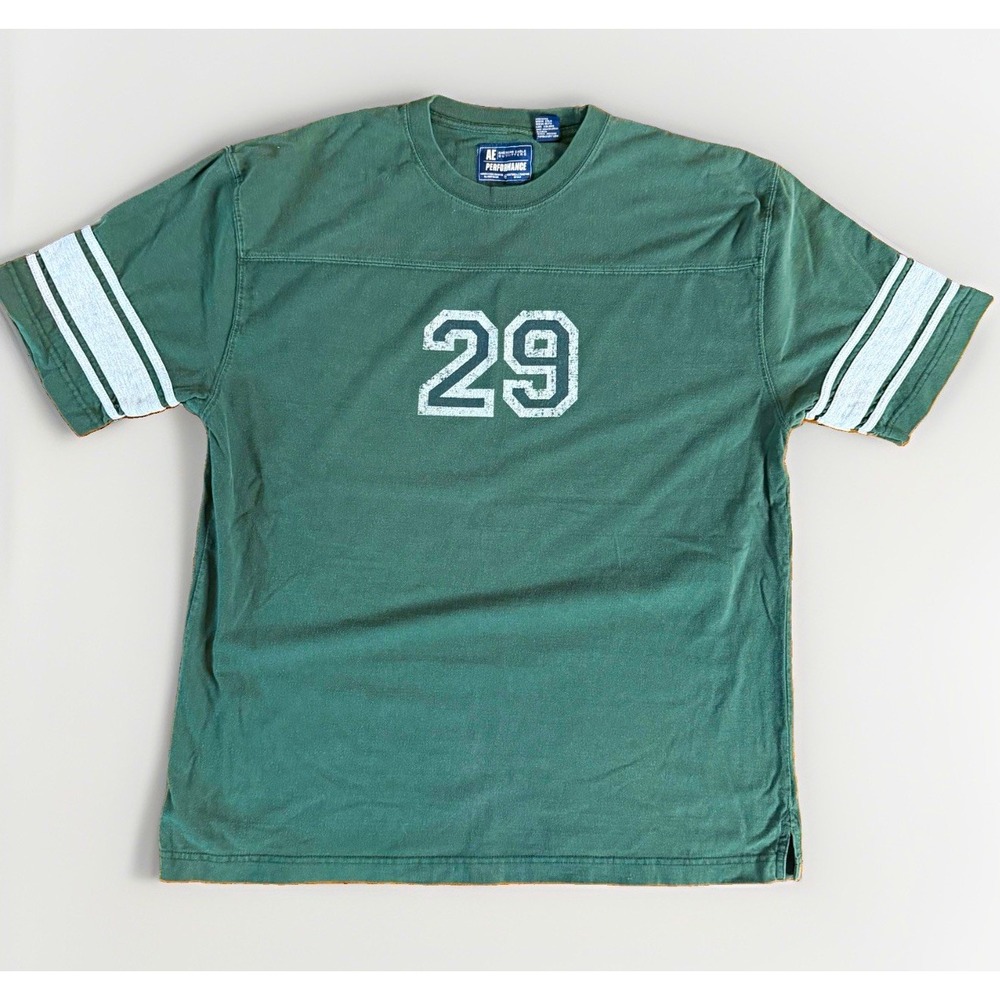 American Eagle AE Performance Men's Green Graphic Print Crew Neck Tee Size L